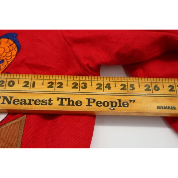 Vintage Vogue Looney Tunes Embroidered Red Bomber Jacket Medium - Picture 2 of 16